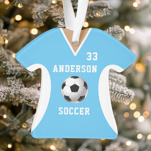 Personalised Blue Soccer Jersey Ornament