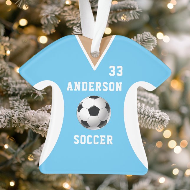 Personalised Blue Soccer Jersey Ornament (Creator Uploaded)