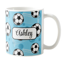 Personalised Blue Soccer Mug
