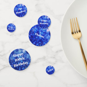 Personalised Blue sparkle 100th birthday Confetti