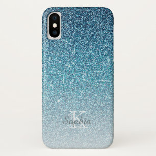 Personalised Blue Sparkle Glitter Monogram Case-Mate iPhone Case