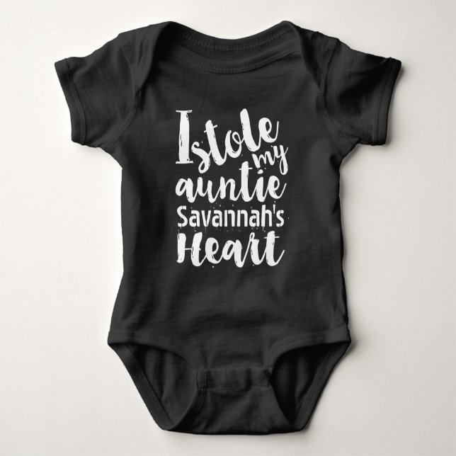 Personalised Blue Sports Stole My Aunties Heart Baby Bodysuit (Front)