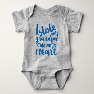 Personalised Blue Sports Stole My Grandpas Heart Baby Bodysuit