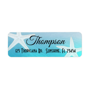 Personalised Blue Starfish  Return Address Labels