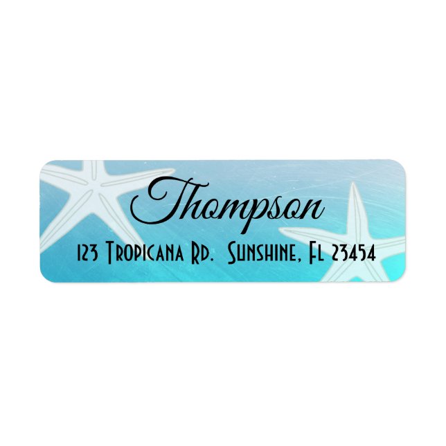 Personalised Blue Starfish  Return Address Labels (Front)