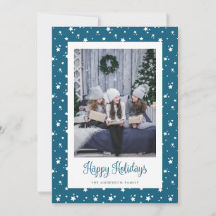 Personalised Blue Stars Photo Holiday Cards