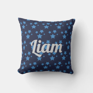 Personalised blue stars throw cushion