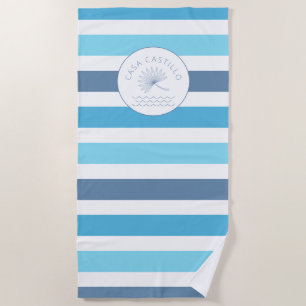 Personalised Blue Stripe Casa Graphic Beach Towel