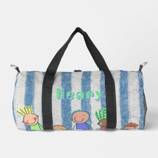 Personalised Blue Stripe  Duffle Bag