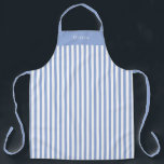 Personalised Blue Stripe Pattern Apron<br><div class="desc">Apron Large (68, 6 x 86, 4 cm) - Cute Personalised Sky Blue Stripe Pattern. -2
Change to your name or text of choice.</div>