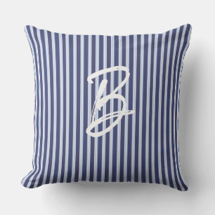 personalised blue striped cushion