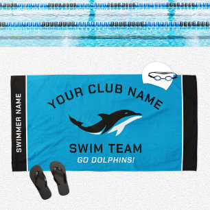 Personalised Blue Swim Team Swimmer Name Beach Towel