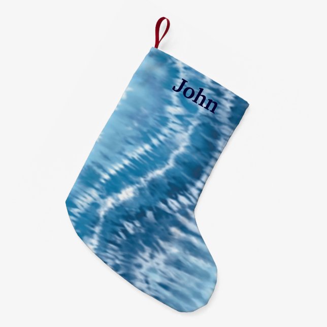 Personalised Blue Tie Dye Christmas Stocking (Front (Hanging))