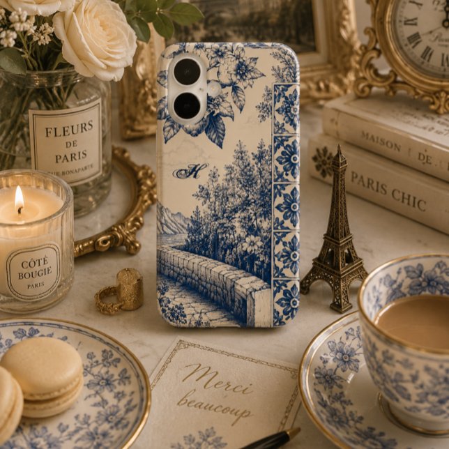 Personalised Blue Toile Garden Case-Mate iPhone Case (Creator Uploaded)
