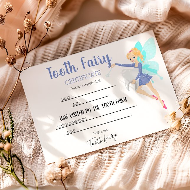 Personalised Blue Tooth Fairy Certificate Thank You Card (Creator Uploaded)