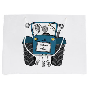 Personalised Blue Tractor Country Wedding Gift Bag