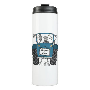 Personalised Blue Tractor Country Wedding Gift Thermal Tumbler