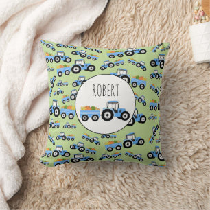 Personalised Blue Tractor Truck Farm Produce Cushion