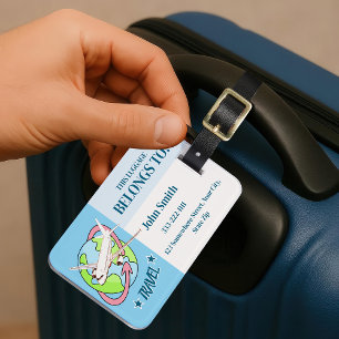 Personalised Blue Travel Aeroplane Luggage Tags