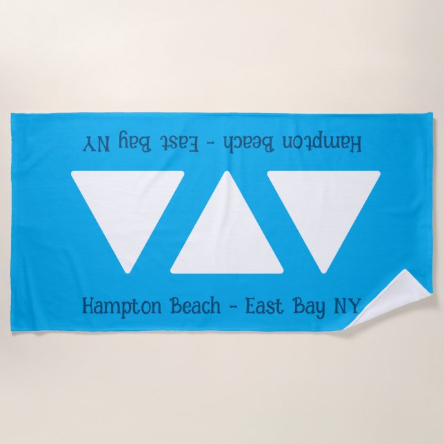 Personalised Blue Triangles Beach Towel” Towel (Front)