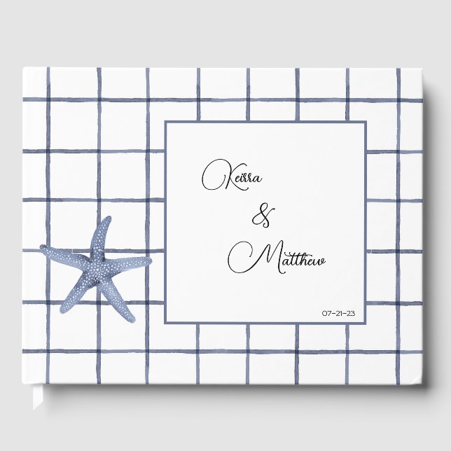 Personalised Blue Tropical Watercolor Guest Book (Front)