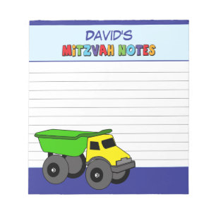 Personalised Blue Truck Mitzvah Notepad