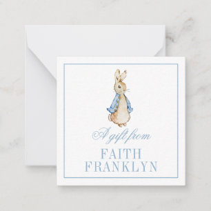 Personalised Blue Watercolor Bunny Gift Enclosure Card