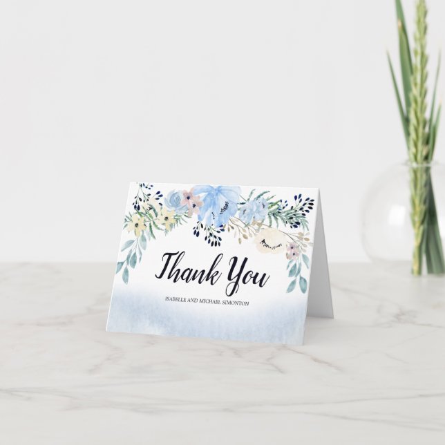 Personalised Blue Waterolor Floral You Notes (Front)
