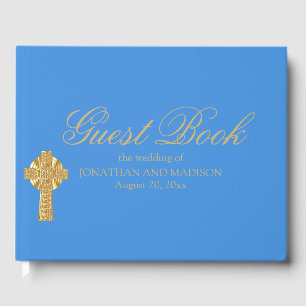Personalised Blue Wedding Guest Book, Christian Book