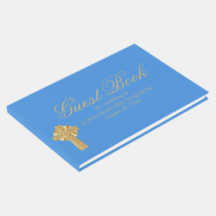 Personalised Blue Wedding Guest Book, Christian Guest Book