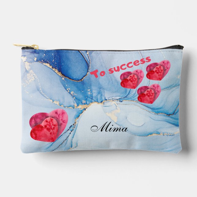 Personalised blue wetercolor pouch (Front)