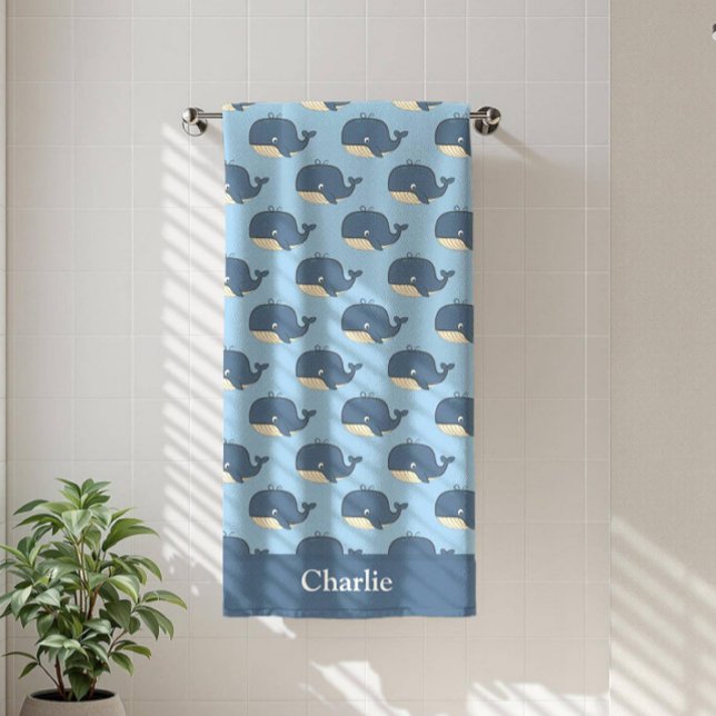 Personalised Blue Whale Kids Beach Towel (Creator Uploaded)