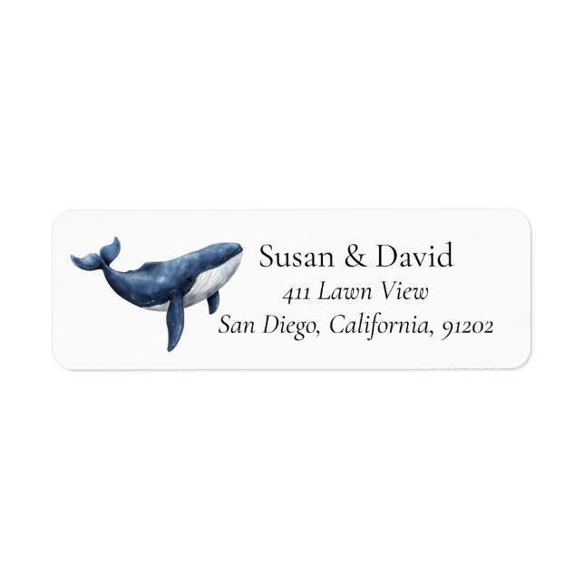 Personalised Blue Whale Return Address (Front)