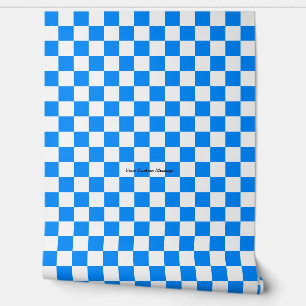 Personalised Blue White Chequered Wallpaper