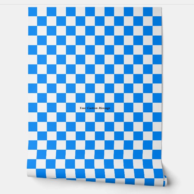 Personalised Blue White Chequered Wallpaper  (Unrolling)