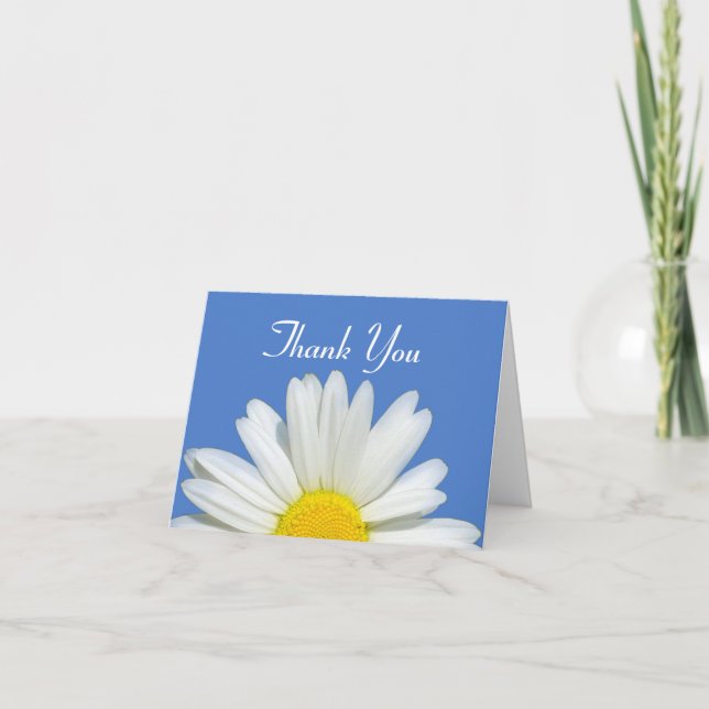 Personalised Blue & White Daisy Thank You Card (Front)
