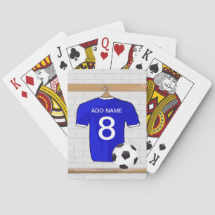 Personalised Blue White Football Soccer Jersey Playing Cards