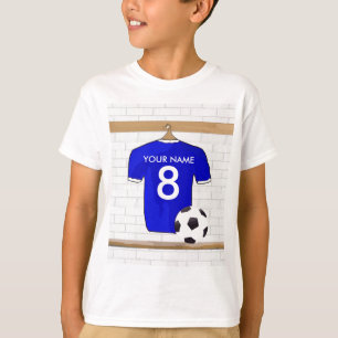 Personalised Blue White Football Soccer Jersey T-Shirt