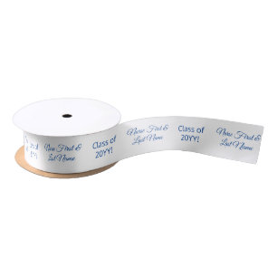 Personalised Blue White Graduate Class Nurse Name Satin Ribbon