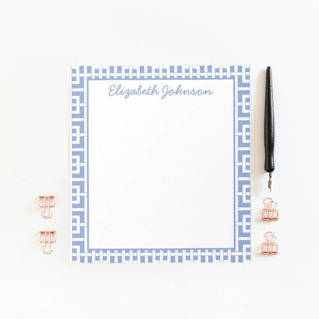 Personalised Blue & White Greek Key Notepad (Creator Uploaded)