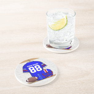 Personalised Blue White Red Football Jersey Coaster