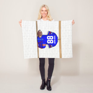 Personalised Blue White Red Football Jersey Fleece Blanket