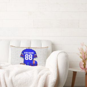 Personalised Blue White Red Football Jersey Lumbar Cushion