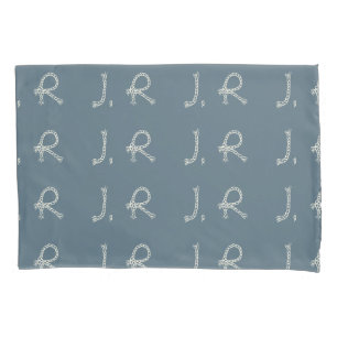 Personalised Blue White Rope Knot Monogram Nautica Pillowcase