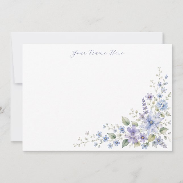 Personalised Blue Wildflower Notecards (Front)