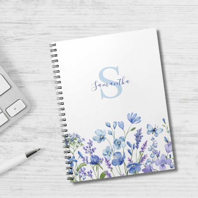 Personalised Blue Wildflower Watercolor Floral Notebook (Creator Uploaded)