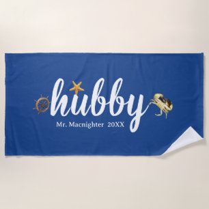 Personalised Blue with Ocean Creatures  Beach Towel
