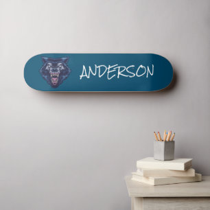 Personalised Blue Wolve skateboard