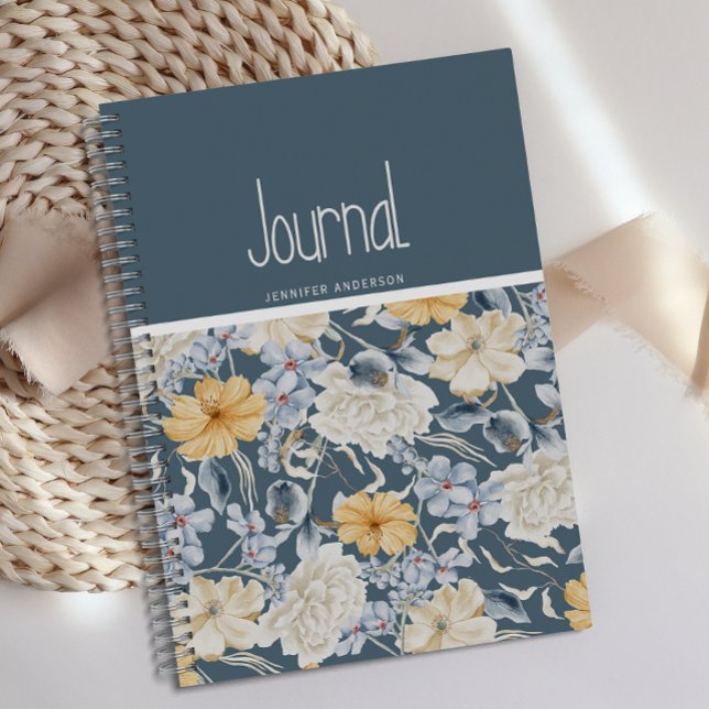 Personalised Blue Yellow Cream Floral Journal  (Creator Uploaded)