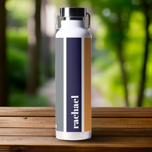 Personalised Blue Yellow Striped Water Bottle
